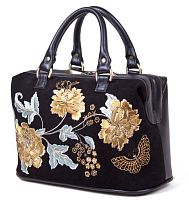 Женская кожаная сумка с вышивкой "Золотой сад" фото