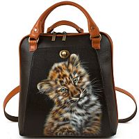 Рюкзак из натуральной кожи с росписью "Леопардик" фото
