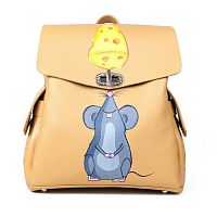 Женский рюкзак с ручной росписью "Мышонок с сыром" фото