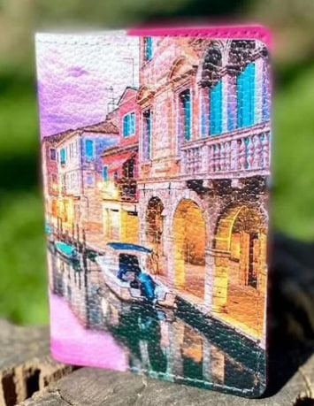 Обложка для паспорта ручной работы с фото принтом «Венеция» - кожаный женский кошелек-портмоне ручной работы с рисунком на заказ |  Sumnizza