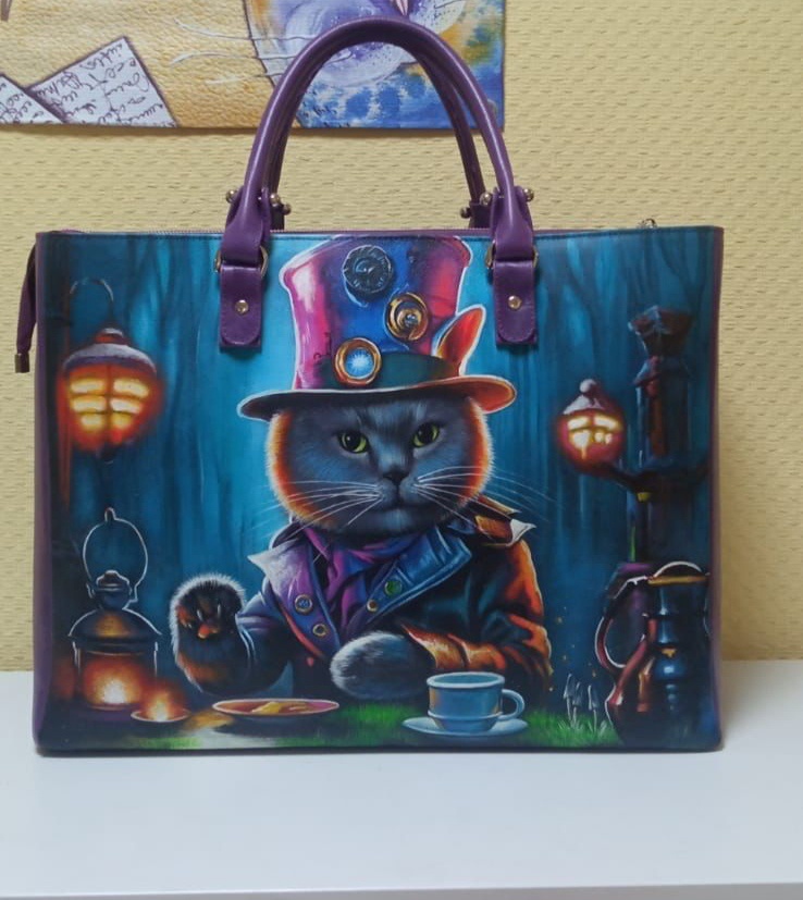 Женский шоппер с индивидуальными размерами купить Кот в шляпе.jpg Женский шоппер с индивидуальными размерами купить Кот в шляпе.jpg