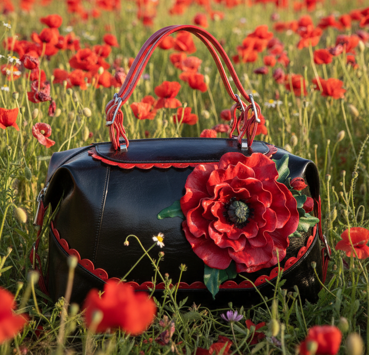 Женская сумка с кожаной аппликацией Мак