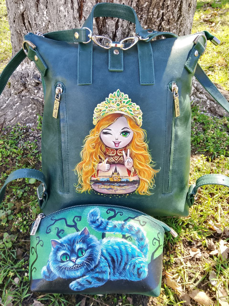 Сумка-рюкзак с индивидуальным рисунком Русская матрешка Сумка-рюкзак с индивидуальным рисунком Русская матрешка