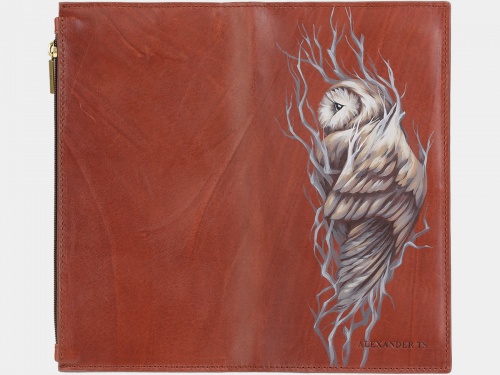 Женский длинный кошелек с росписью "Хранитель снов" - кожаный женский кошелек-портмоне ручной работы с рисунком на заказ |  Sumnizza фото 2