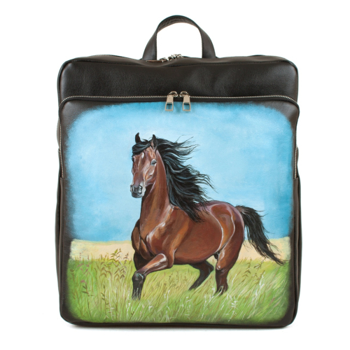Классический мужской рюкзак с рисунком "Гнедой конь" ручной работы с рисунком на заказ |  Sumnizza фото 3