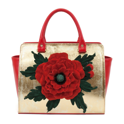Женская кожаная сумка с аппликацией ручной работы «Красный мак» на заказ | Sumnizza фото 2