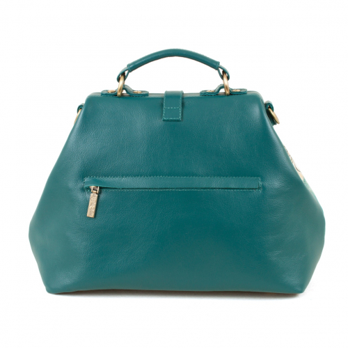 Кожаный саквояж ручной работы с рисунком "Алиса" — женская кожаная сумка саквояж ручной работы с рисунком и вышивкой на заказ фото 2