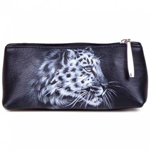 Футляр для очков "Снежный барс" - кожаный женский и мужской футляр для очков ручной работы с рисунком на заказ |  Sumnizza