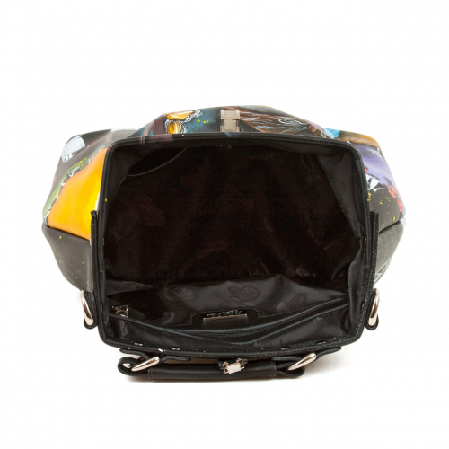 Женская сумка формы саквояж "Лунная кошка" — женская кожаная сумка саквояж ручной работы с рисунком и вышивкой на заказ фото 6