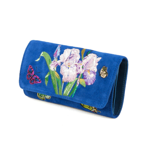 Женский замшевый кошелек с вышивкой "Ирисы" - кожаный женский кошелек-портмоне ручной работы с рисунком на заказ |  Sumnizza