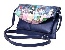 Женская кожаная сумка кроссбоди "Безумное чаепитие" — сумка ручной работы с рисунком на заказ
