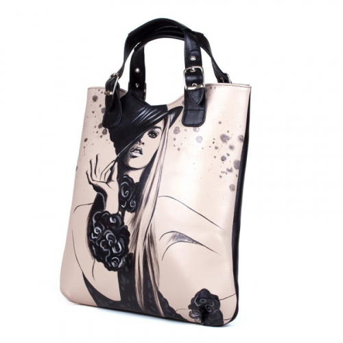 Комплект балетки и женский шоппер "Кокетка" - кожаный женский набор рюкзак и ботинки ручной работы с рисунком |  Sumnizza фото 3