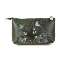 Дорожная женская косметичка из натуральной кожи с росписью на заказ Кошечка - ручная работа | Купить в Москве и Санкт-Петербурге