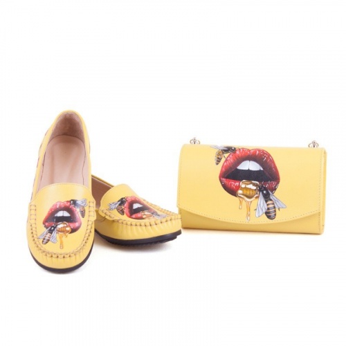 Яркие мокасины с рисунком "Мед по губам" - кожаные и замшевые мокасины ручной работы с рисунком на заказ | Sumnizza фото 6