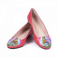 Женские туфли-балетки "Цветущий Париж" — женские кожаные балетки ручной работы с рисунком и вышивкой