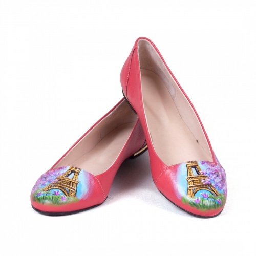 Женские туфли-балетки "Цветущий Париж" - кожаные женские балетки ручной работы с рисунком на заказ |  Sumnizza