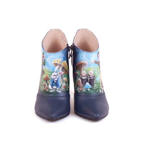 Комплект дорожный саквояж и ботильоны "Алиса" - кожаный женский набор рюкзак и ботинки ручной работы с рисунком |  Sumnizza фото 6