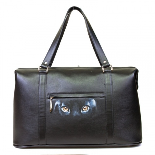 Дорожная кожаная сумка для ручной клади "Пантера" - с рисунком ручной работы на заказ фото 3