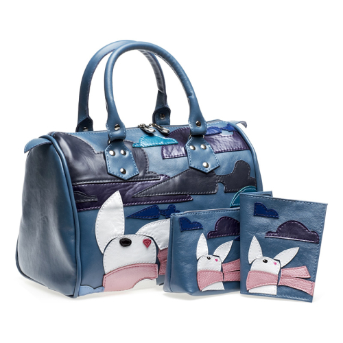 Женская сумка с аппликацией из кожи "Заяц в облаках" - кожаный дорожный саквояж ручной работы с рисунком на заказ |  Sumnizza фото 2