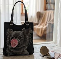Вертикальная сумка шоппер с длинными ручками с портретом Чихуахуа на заказ | Ручная работа из натуральной кожи - купить в Москве и Санкт-Петербурге