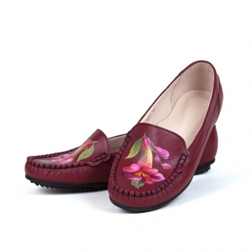 Женские мокасины из кожи "Яркие колокольчики" - кожаные и замшевые мокасины ручной работы с рисунком на заказ | Sumnizza фото 4