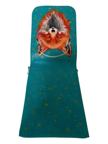 Женская сумка для телефона на плечо с рисунком «Лисичка» | Авторская ручная работа — кросс боди с принтом на заказ фото 5