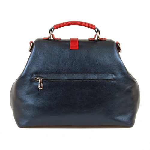 Саквояж из натуральной кожи с рисунком "Алые маки" — женская кожаная сумка саквояж ручной работы с рисунком и вышивкой на заказ фото 2