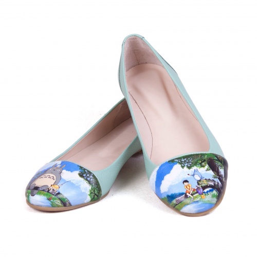 Комплект мятные балетки и косметичка "Трололло" - кожаный женский набор рюкзак и ботинки ручной работы с рисунком |  Sumnizza фото 3