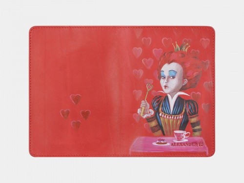 Обложка для паспорта премиум "Красная королева" - кожаный женский кошелек-портмоне ручной работы с рисунком на заказ |  Sumnizza фото 2