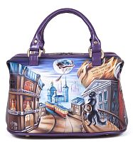 сумка саквояж мастер и маргарита, саквояж из кожи с рисунком мастер и маргарита, сумка кожаная с росписью мастер и маргарита, сумка саквояж женская ручной работы, рисунок мастер и маргарита, дизайнерская сумка мастер и маргарита