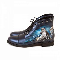 Женские ботинки с люверсами  "Мастер и Маргарита" - оригинальные женские кожаные и замшевые ботильоны и ботинки ручной работы с принтом, рисунком