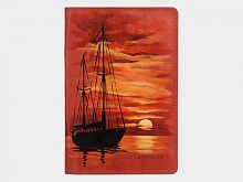 Обложка для паспорта с отделением для карт "Рассвет" — женский кожаный кошелек-портмоне ручной работы с рисунком на заказ