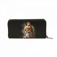 Женский кошелек-портмоне из кожи с росписью "Рысь" ручной работы с рисунком на заказ