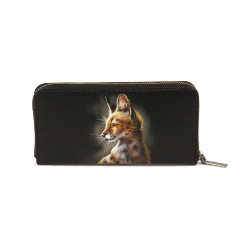 Женский кошелек-портмоне из кожи с росписью "Рысь" - кожаный женский кошелек-портмоне ручной работы с рисунком на заказ |  Sumnizza