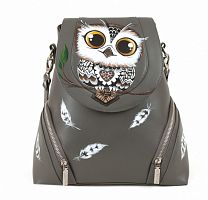 Модная женская сумка-рюкзак с ручной росписью "Совенок" ручной работы с рисунком на заказ