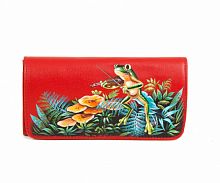 Женский кошелек на кнопке с росписью "Лягушка" ручной работы с рисунком на заказ