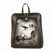 Женский рюкзак городского стиля с росписью "Кот Бегемот" ручной работы с рисунком на заказ | Купить в Sumnizza