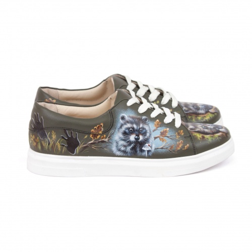 Кеды из натуральной кожи "Енотики" - кожаные женские кеды и слипоны ручной работы с рисунком на заказ | Sumnizza фото 5