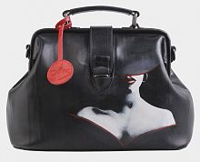 Сумка-саквояж ручной работы "Леди" ручной работы с рисунком и вышивкой на заказ
