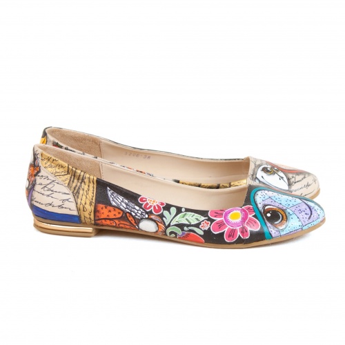 Яркие балетки "Этно рыбы" - кожаные женские балетки ручной работы с рисунком на заказ |  Sumnizza фото 3