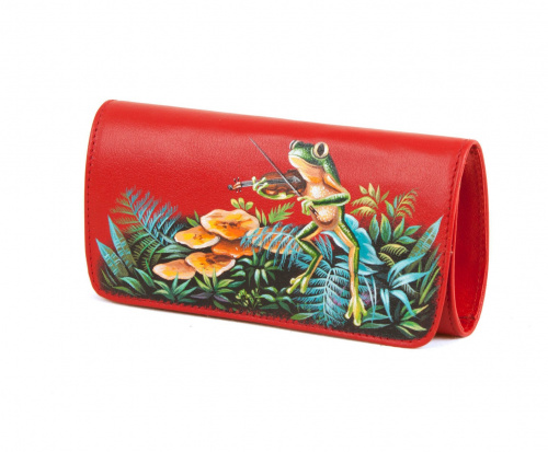 Женский кошелек на кнопке с росписью "Лягушка" - кожаный женский кошелек-портмоне ручной работы с рисунком на заказ |  Sumnizza фото 4