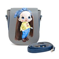 Сумка кросс боди маленькая серая с рисунком ручной работы «Фенька» | купить в Москве и Санкт-Петербурге с доставкой