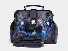 Женский саквояж ручной работы "Алиса и кролик" ручной работы с рисунком и вышивкой на заказ
