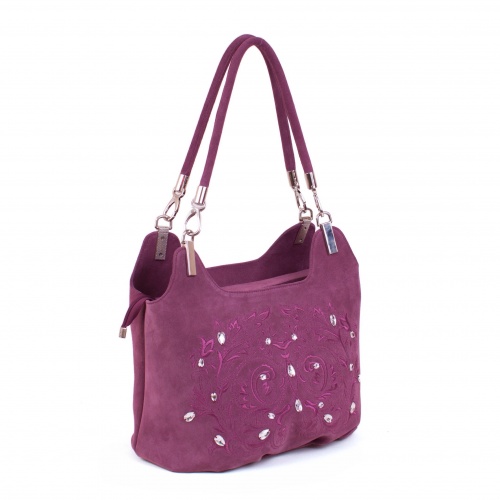 Замшевая сумка мешок "Сверкающие узоры" - кожаная женская сумка хобо, сумка мешок ручной работы с рисунком на заказ |  Sumnizza фото 2