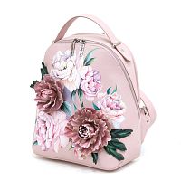 Женский рюкзак с аппликацией и росписью "Пионы" ручной работы с рисунком на заказ | Купить в Sumnizza