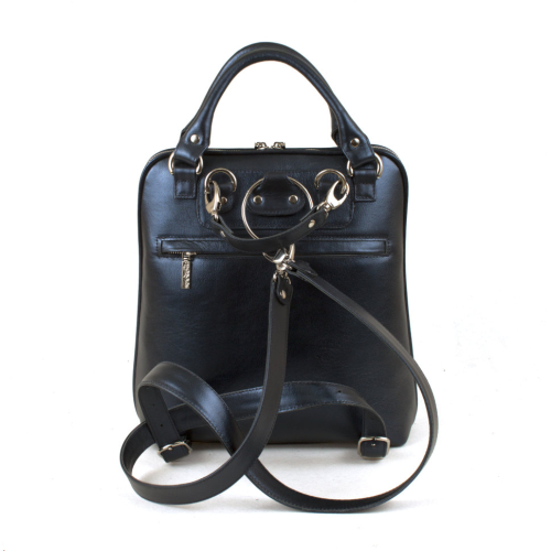 Кожаная сумка рюкзак с росписью "Алиса и Чешир" ручной работы с рисунком и вышивкой на заказ
 фото 4