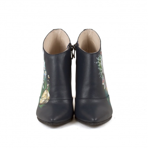 Комплект сумка с тремя отделениями и ботильоны "Чешир" - кожаный женский набор рюкзак и ботинки ручной работы с рисунком |  Sumnizza фото 2