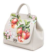Сумка "Яблочки" из натуральной кожи с ручной росписью на заказ