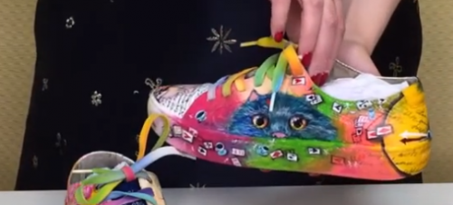 Кожаные женские кеды "Алиса" - кожаные женские кеды и слипоны ручной работы с рисунком на заказ | Sumnizza фото 6