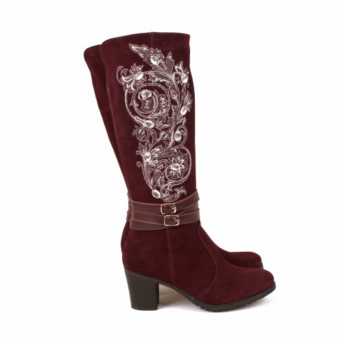 Замшевые сапоги с вышивкой "Восточный огурец" - кожаные и замшевые женские сапоги ручной работы с рисунком на заказ | Sumnizza фото 3